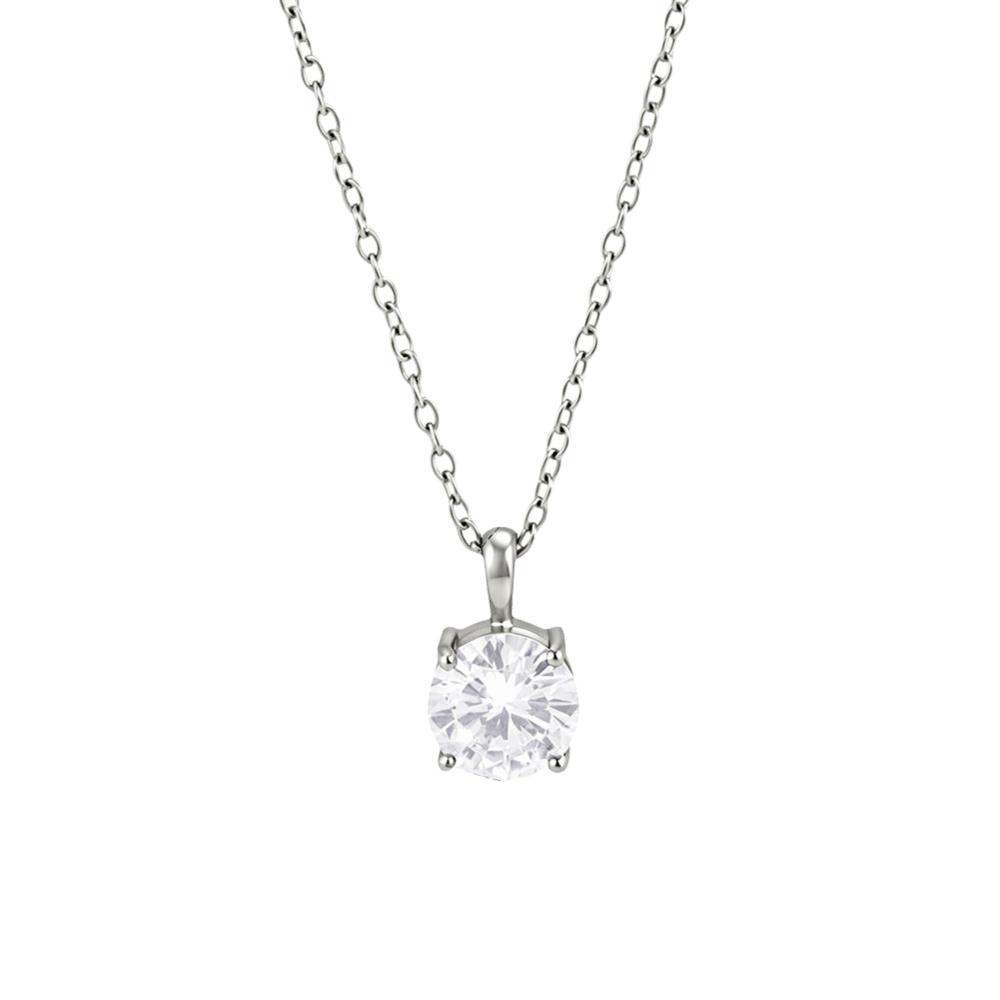 Waterproof Zircon Pendant Necklace Titanium Steel Heart Pendant Necklace Party Wear Silver Style 1