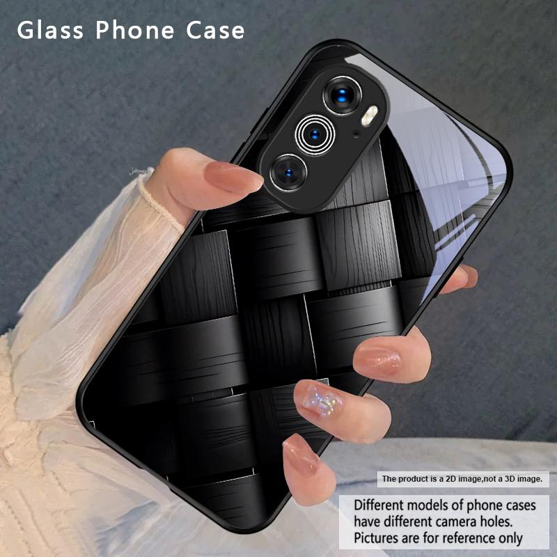 Dark geometric texture For Motorola Moto Edge 20 Lite 30 Pro 40 Neo 50 Ultra G14 G22 G24 Power 34 G35 X30 Pro Glass Phone Case