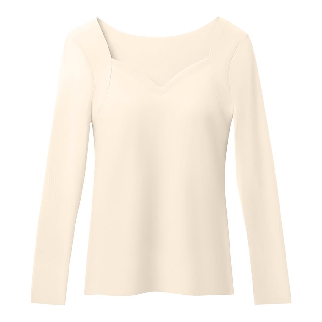 Women's Solid Color Seamless Long Sleeved Thermal Underwear Top