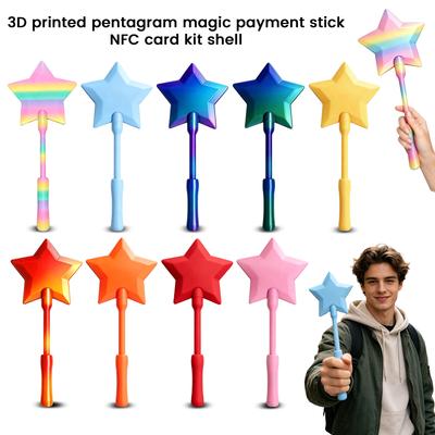 3D Printed Star Shaped Magic Wand NFC Card Holder Shell 35 5cm Length Durable Plastic Material Lightweight Design