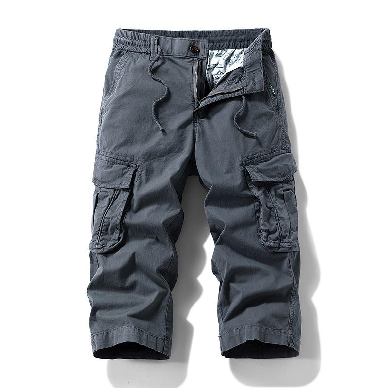 

Summer New Overalls Casual Loose Men s Eight-point Pants Simple and Versatile Trendy Brand Men s High-end Pants 30 серый