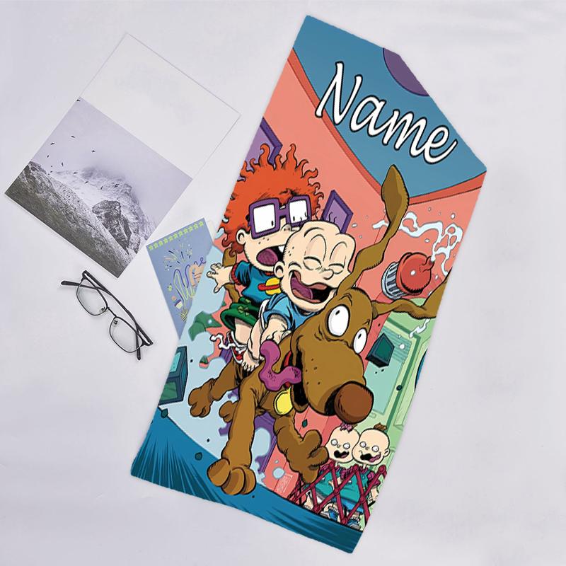 1pc Rugrats In Paris3 Beach Towel with Custom Name, Beach/Swimming/Bath/Picnic/Camping Towel, Suitable for Seaside Beaches