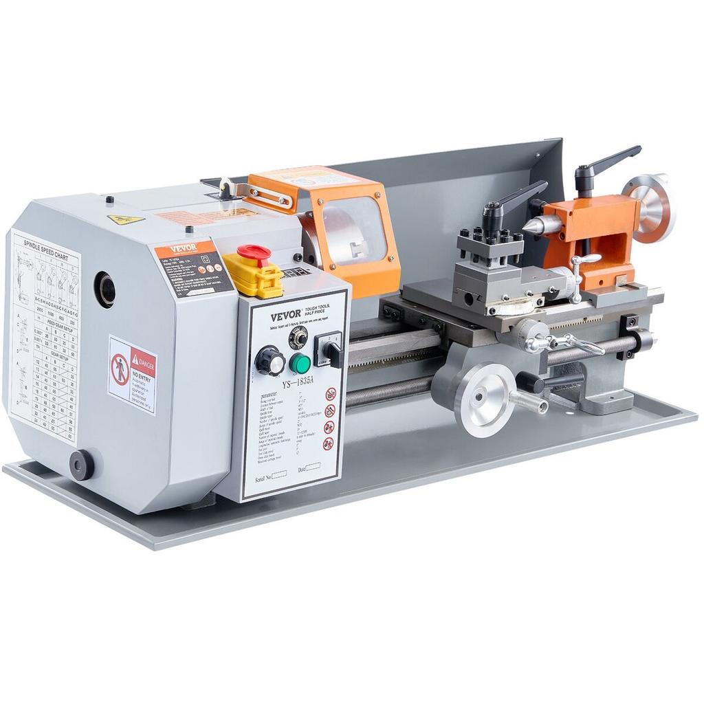Metal Lathe Machine, 7'' x 13.78'', Precision Benchtop Power Metal Lathe, 0-2200 RPM Continuously Variable Speed, 500W Brush Motor Metal Gears, with