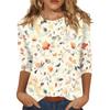 Women's Fashion Casual Round Neck Printed 3/4 T-shirt Top