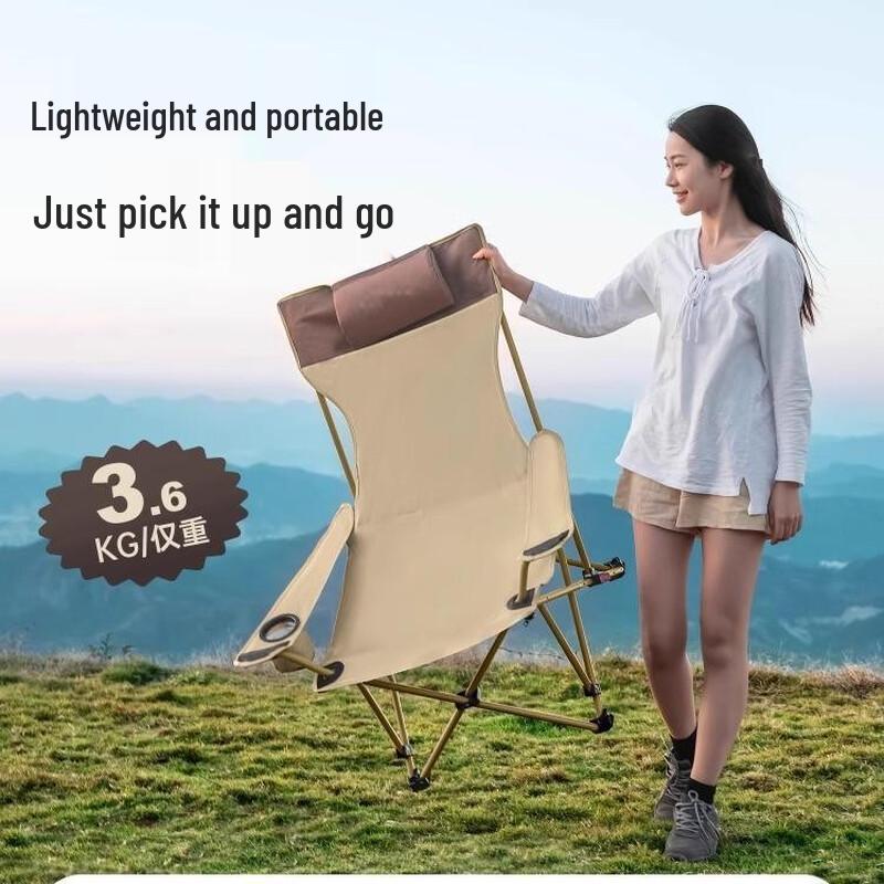 OIMG Portable Folding Camping Recliner with Footrest