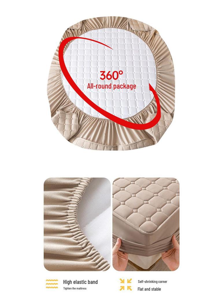 Rutschfeste, einfarbige, gesteppte Tagesdecke: Hautfreundliche, gewaschene Baumwolle