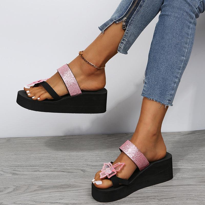 OV Kvinner Jenter Pearl Flat Bohemian Style Casual Sandaler Strandsko Kiler Tøfler