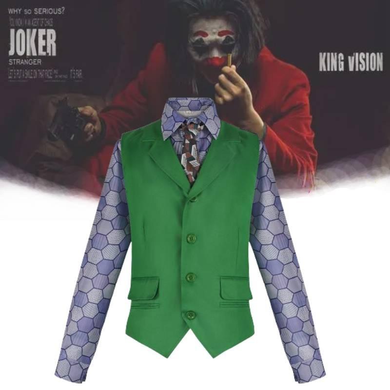 Kostým Temného rytíře Jokera Klauna se sadou košile, vesty a kravaty pro Halloweenské Cosplay