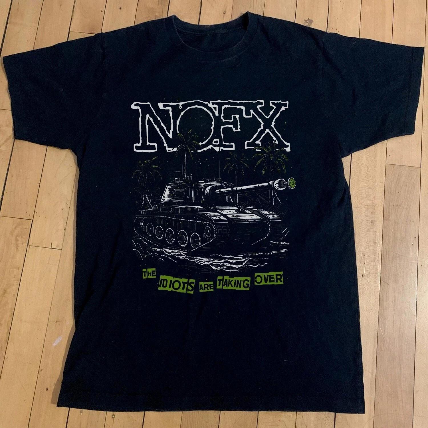 ГОРЯЧАЯ NOFX The Idiots are Taking Over Унисекс Черная Хлопковая Футболка Топы футболки Мужская Женская, Размер S-4XL 3XL
