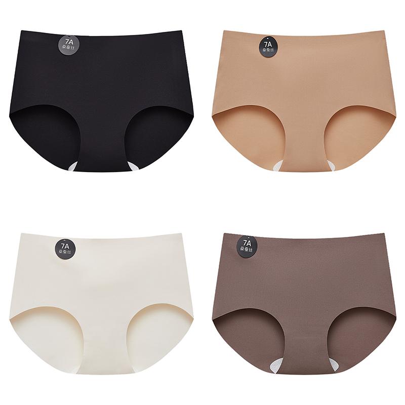 4PCS Seamless Panties for Woman Ice Silk Underwear Soft Thin Briefs Women's Underpants Fashion Sexy Female Lingerie