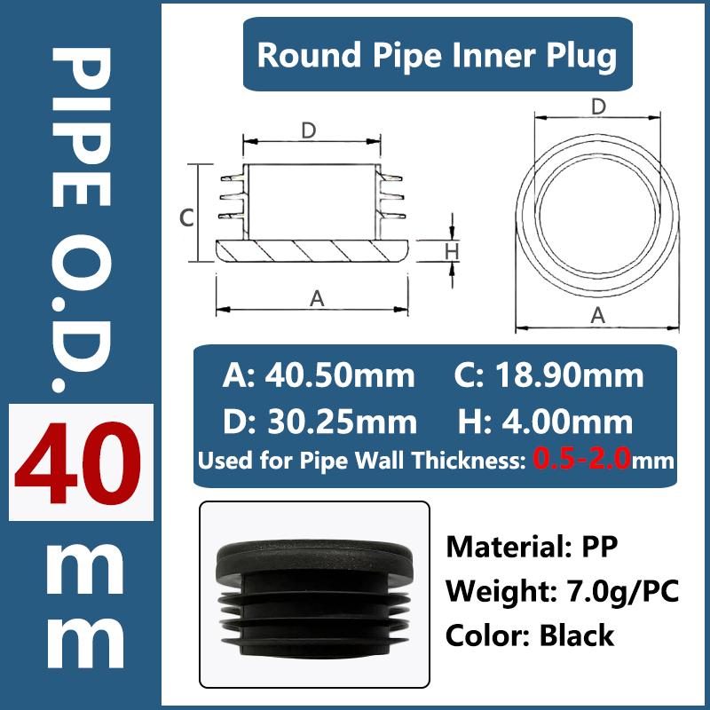 Round Plastic Inner Plug Steel Pipe End Cap Blanking Cover Anti Slip Furniture Chair Ladder Leg Protector Pad