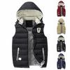 Giacca invernale unisex con cerniera, tinta unita, unisex, casual, alla moda, con cappuccio e gilet senza maniche