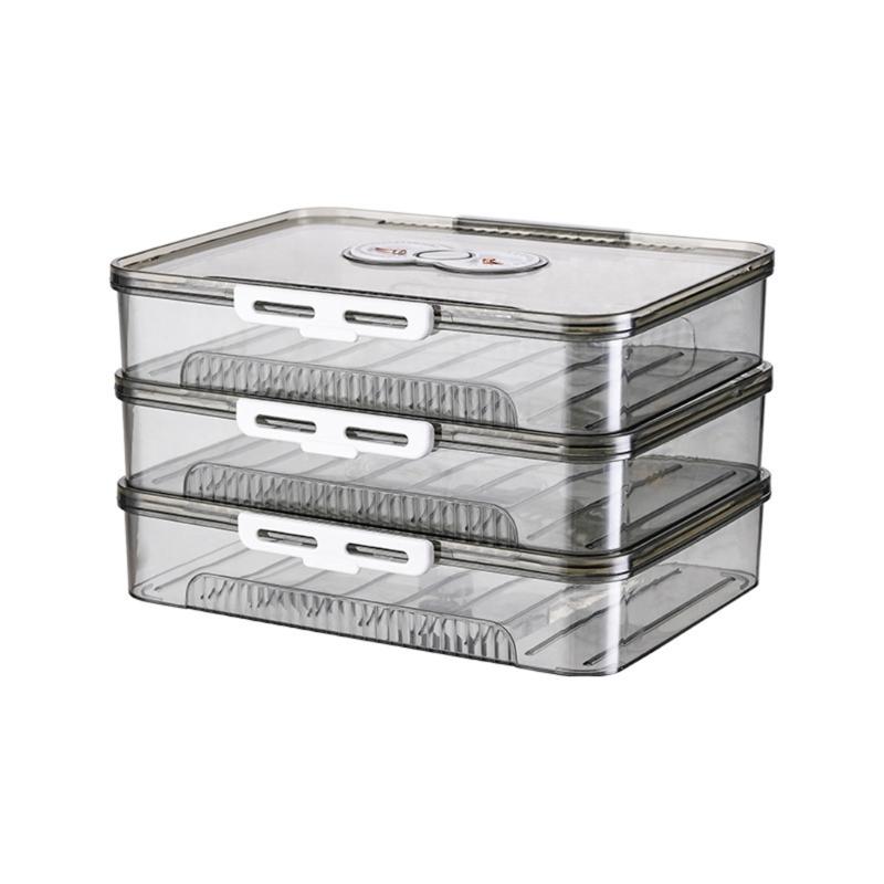 Stackable Dumpling Storage Box With Date Timer for Freezer Use Clear Food Container Set for Kitchen Organization