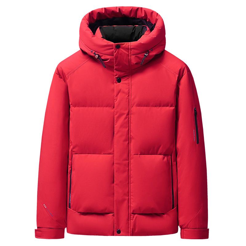 Men's Winter Windproof White Duck Down Hooded Jacket - Versatile, Thickened for Business and Commuting