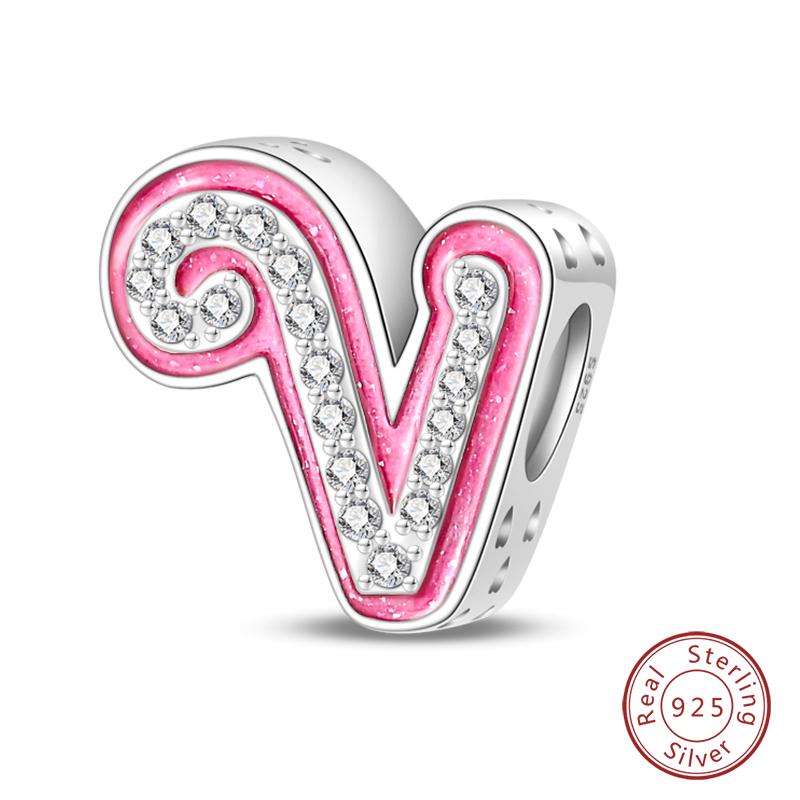 Passen Qikaola Armbänder Charms Sterlingsilber Kupfer 26 Alphabet Buchstaben Charms Perlen Für Frauen Feiner DIY Geburtstags Schmuck Geschenke