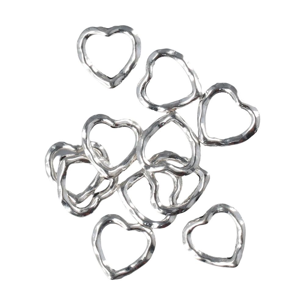 100Pcs 14mm Heart Bead Silver Bead Frame Decoration Charms  Christmas