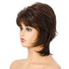 Lady Women Short Wave Synthetic Hair Wig Blonde Brown with Highlights Full Wigs Silver Gray Color