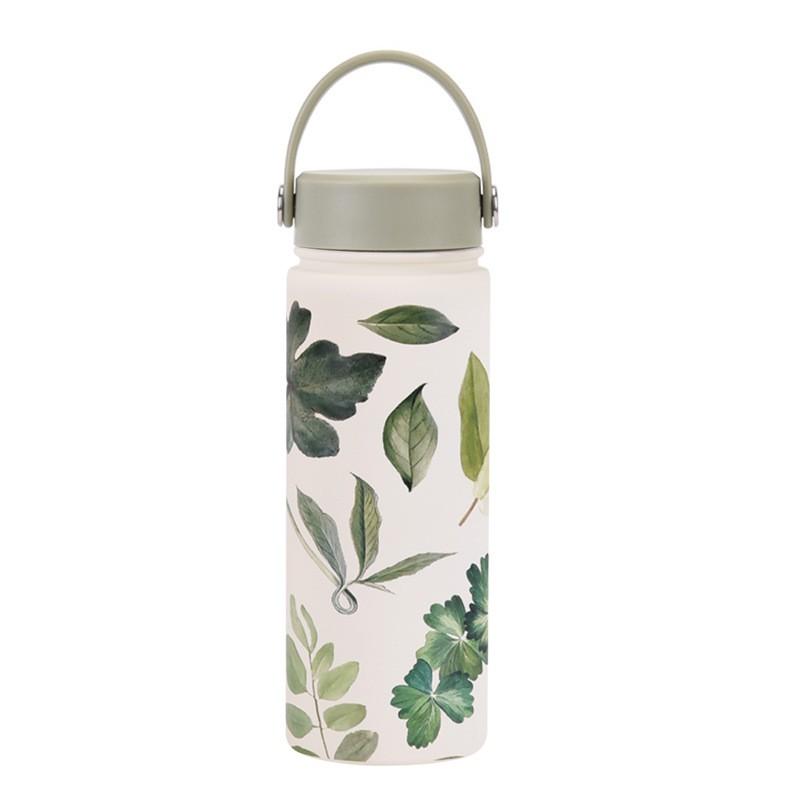 Stainless Steel Insulated Water Bottle 550ml Wide Mouth Portable Travel Mug With Handle Outdoor Gym Office