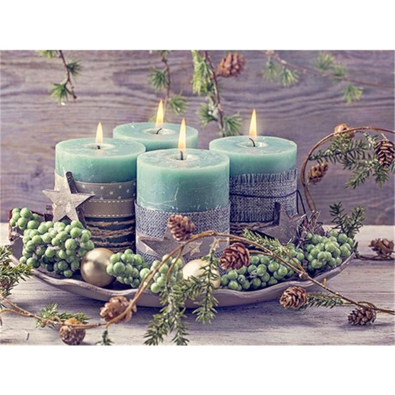 5D DIY Diamantmalerei Landschaft Schnee Kreuzstich-Set Vollrunde Stickerei Mosaik-Kunst Bild aus Strasssteinen Weihnachtsdeko