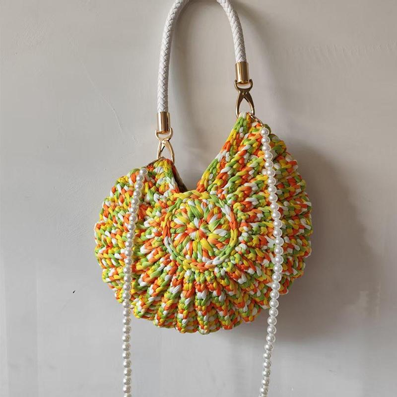 Luxury Hand-woven Shell Bag Women Seaside Conch Shell Messenger Shoulder Bag Exquisite Pearl Chain Fashion Holiday Shopping Bag