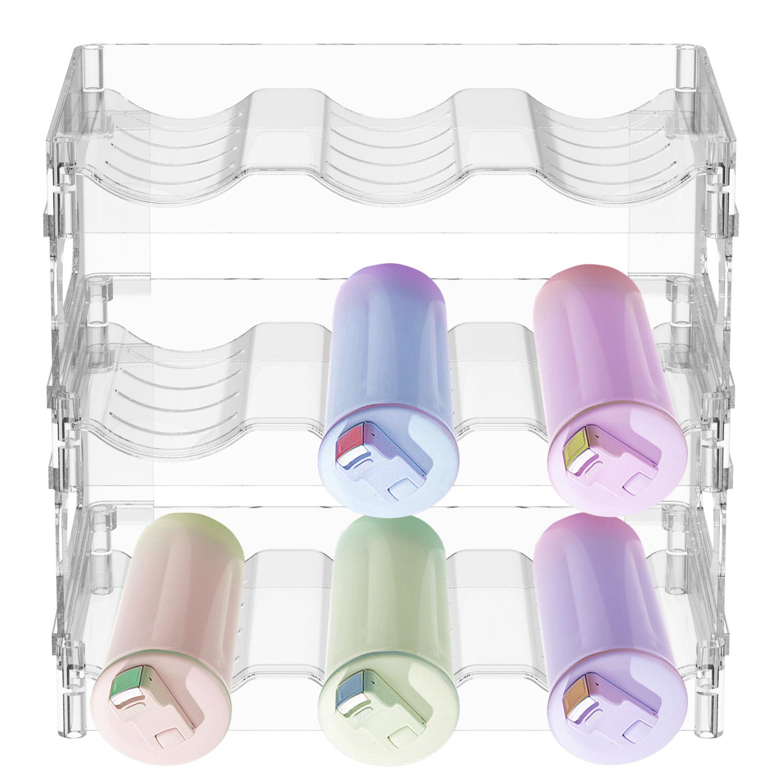 

3/4 Tiers Stackable Wine Rack Water Bottle Organiser Transparent Acrylic Plastic Bottle Holder for Pantry Cabinet Countertop