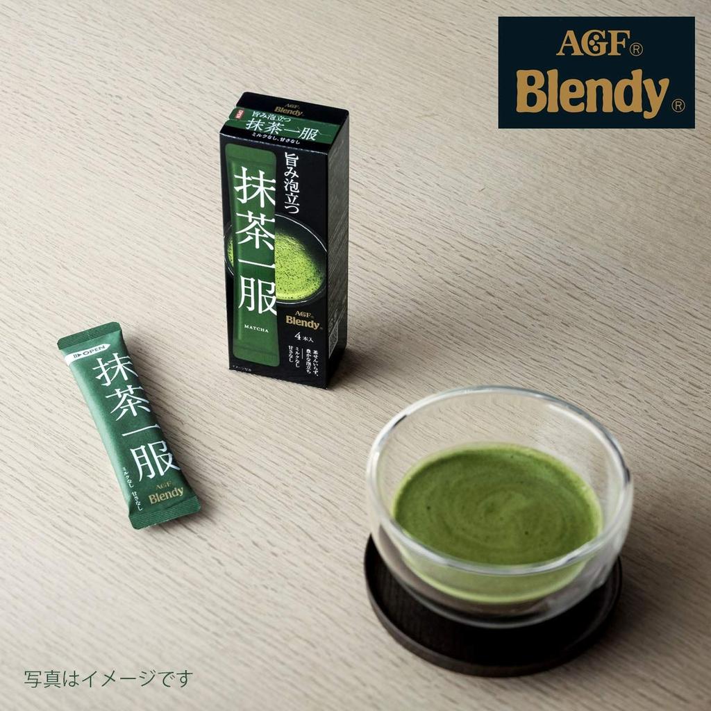 AGF Blendy Matcha Ippuku (No Milk), 4 Sticks X 6 Boxes [Powdered Matcha] [Unsweetened] 7.5g (x 24)