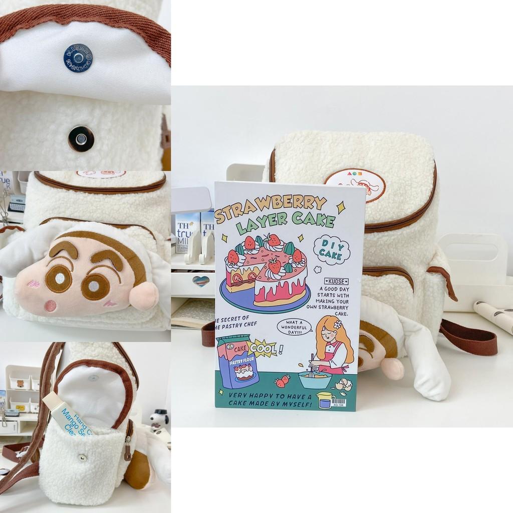 Crayon Shin Chan Plush Cartoon Backpack For Girls With Large Capacity And Zipper Closure