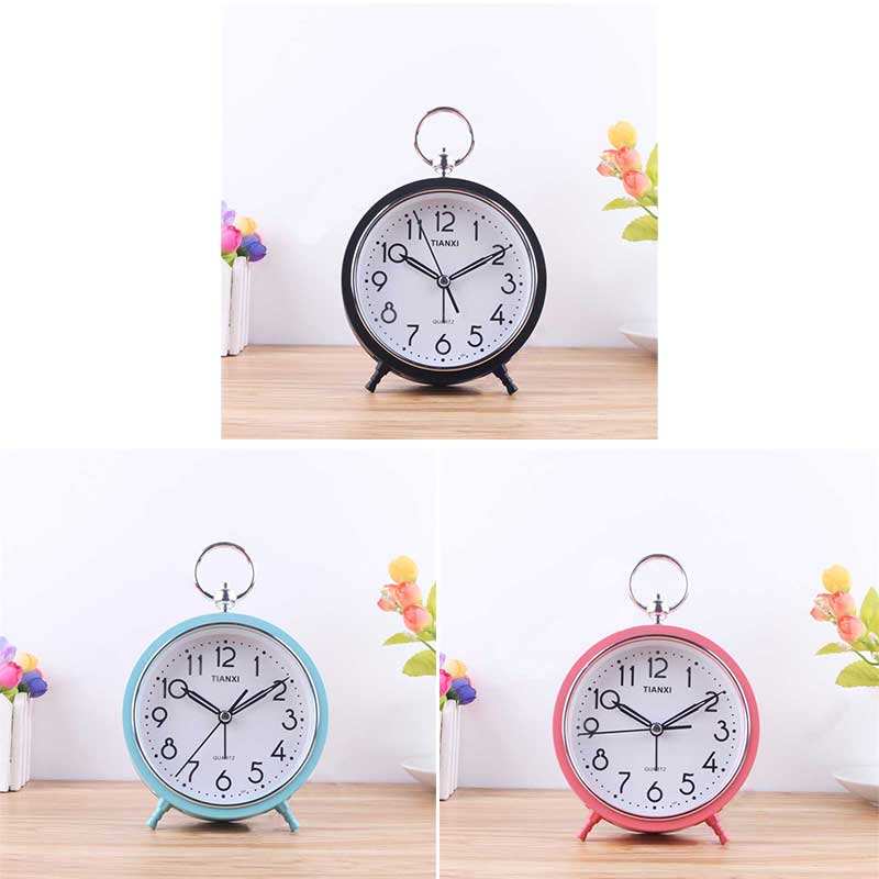 Simple Mini Clock Desktop Alarm Clock Students Children Bedside Alarm Clock Round Clock Portable Handheld Alarm Clock