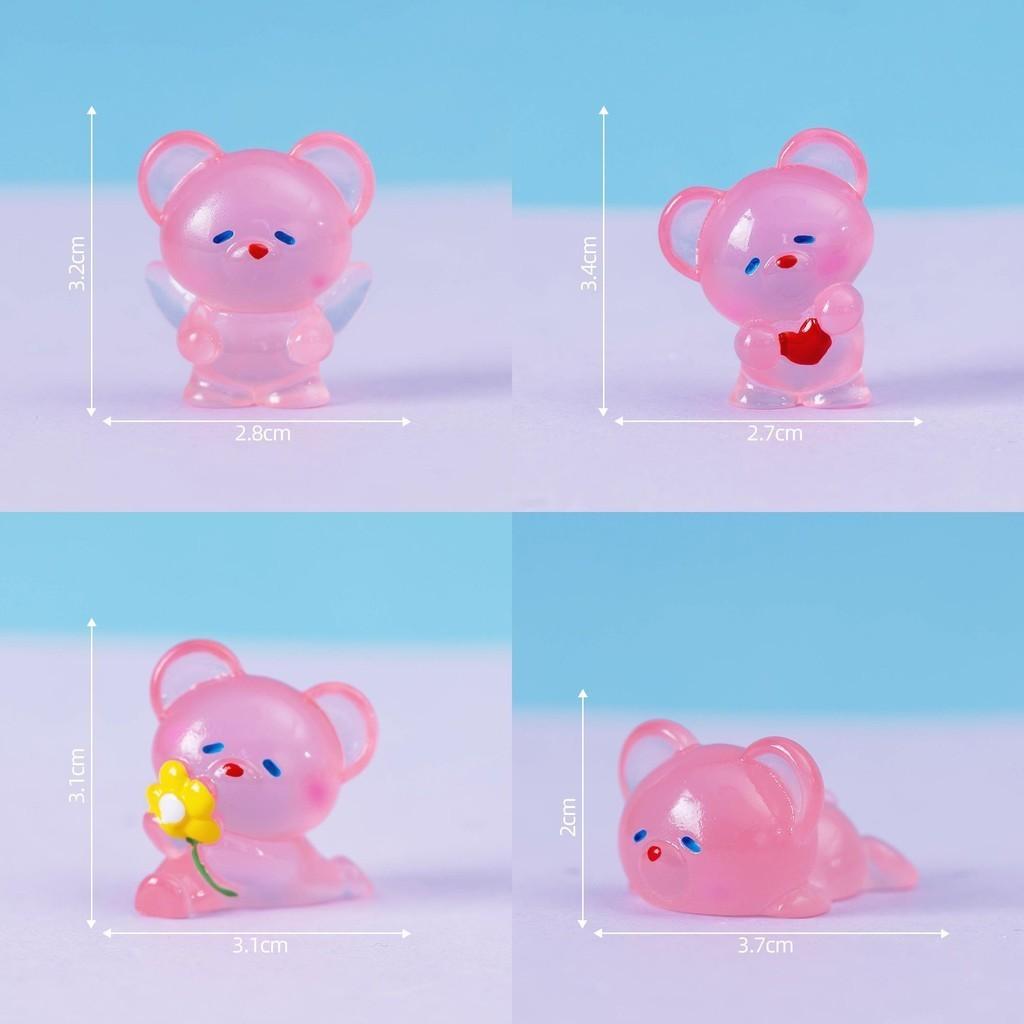 Creative Glow-in-the-dark Resin Bear Figurine Cute Garden Decor Small Car Dashboard Ornament