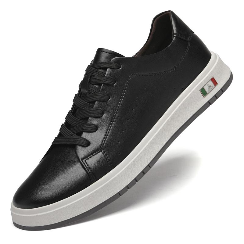 

Fashion Lightweight Athletic Fashion Sneakers for Men Breathable Comfortable Walking Shoes Men s Genuine Leather Lace-Up Casual Sneakers 45 чёрный