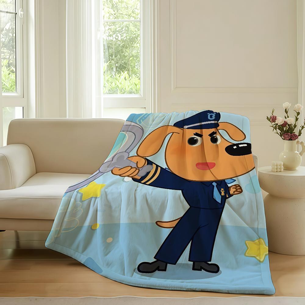 

Cartoon cute S-Safety S-Sheriff L-Labrador Blanket For Sofa Office Bed Plane Travel Sleep Read Relax Camping Soft And Warm 30x40in