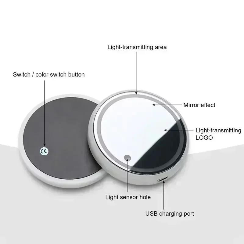 LED Car Cup Holder 7 Color Anti Slip Coaster Changing Lights Decorative Ambient Pads USB Charging Lighting Glowing Coaster