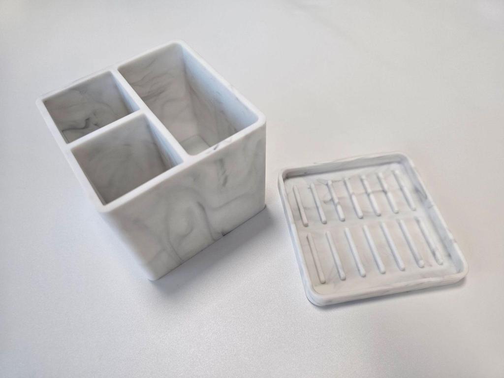 Silicone Bathroom Tray for Toothbrushes & Makeup Storage