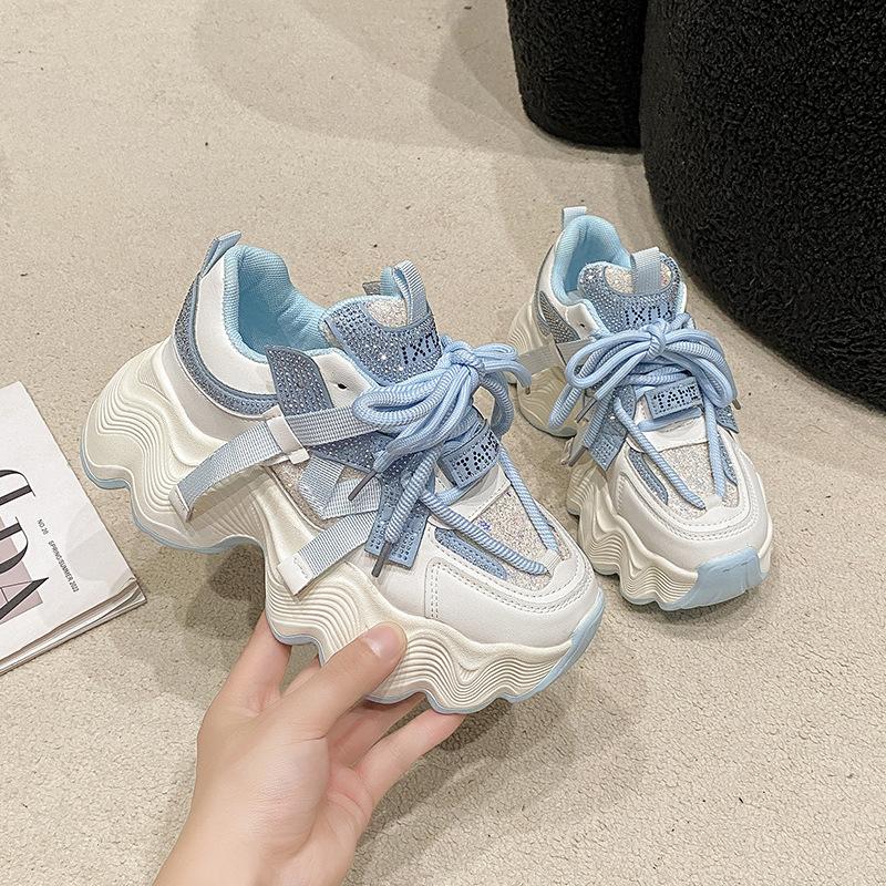 Fashion Thick Bottom Mesh Height Increasing 6cm Chunky Sneakers Women Spring Summer New Casual Sneakers Zapatillas De Mujer Size 35-40