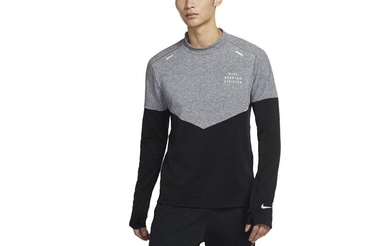 Nike Running T Shirts Men s Black Stand Collar Moderate Straight Fit CU7875-010 XL