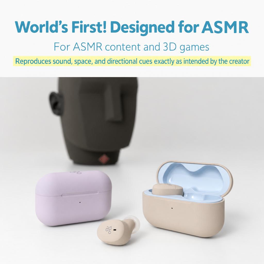 final Ag COTSUBU for ASMR 3D Wireless Earbuds, Clear 3D Spatial Sound, ASMR Recommended, Compact Lightweight, IPX4, MEMS Mic, Gray