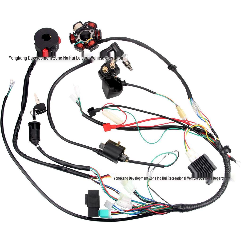 ATV Off-road Motorcycle Dune Buggy Wiring Harness Kit for 70-110CC with 6-Level Coil Ignition CDI