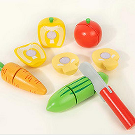 Children's Wooden Kitchen Playset: Pretend Cooking Utensils & Food Cutting Toys