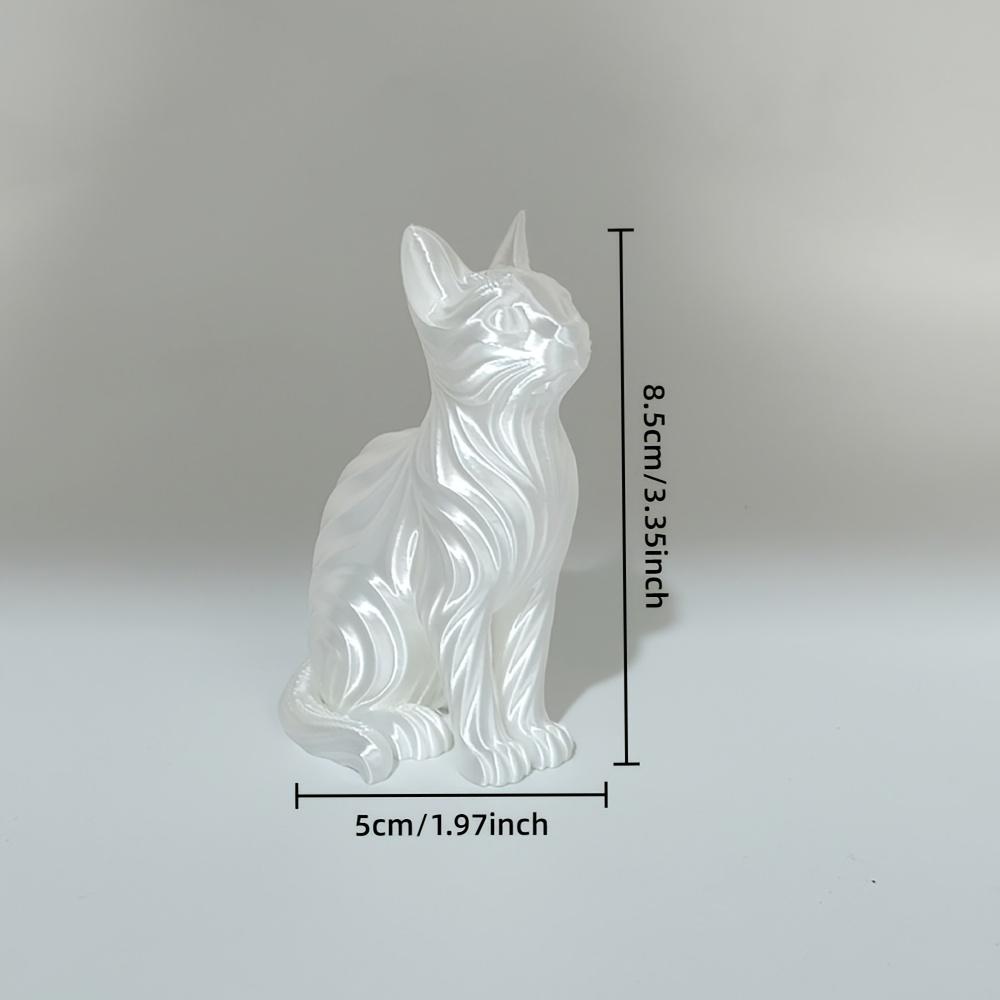 Modern Wave Cat Statue, Sitting Cat Ornament with Wave Curling Hair, Creative Home Office, Desktop Decoration, Living Room