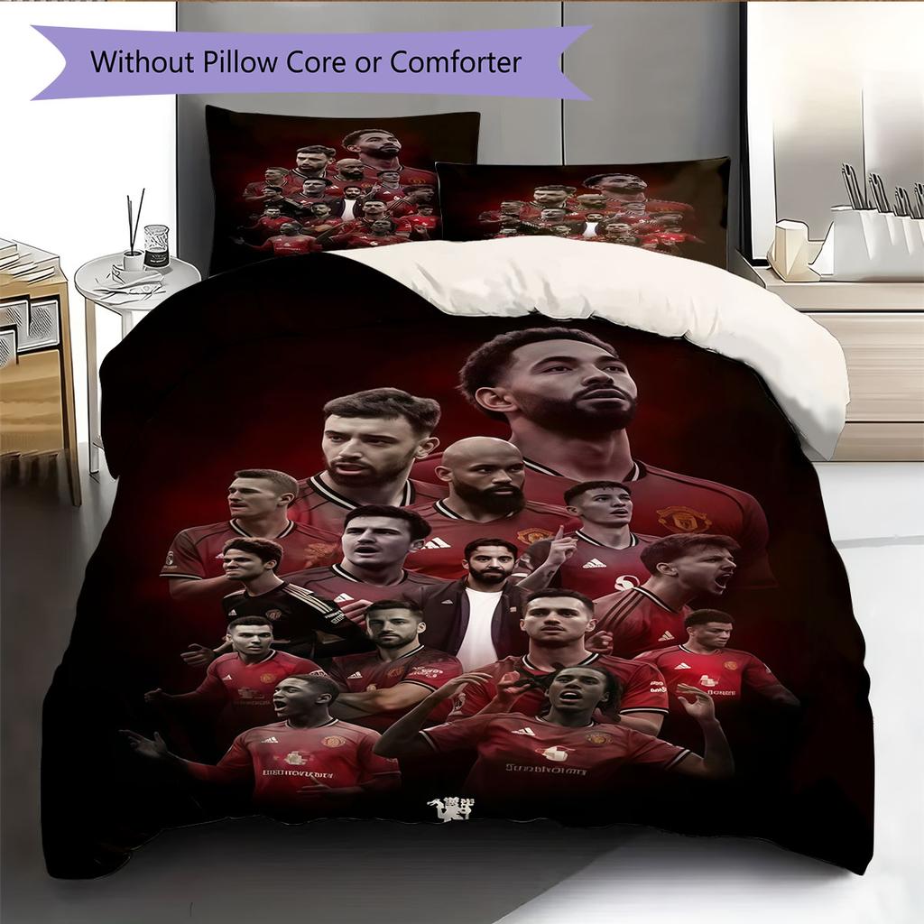 Red MUFC Glory Bedding Quilt Set Quilt Cover Pillowcase Home Decoration Birthday Gift (1 * duvet cover + 2 * pillowcase, without core)