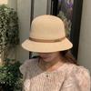 PU Leather Belt Women Sunscreen Hats Wide Brim Outdoor Straw Hats Korean Summer Bucket Hats  Girls