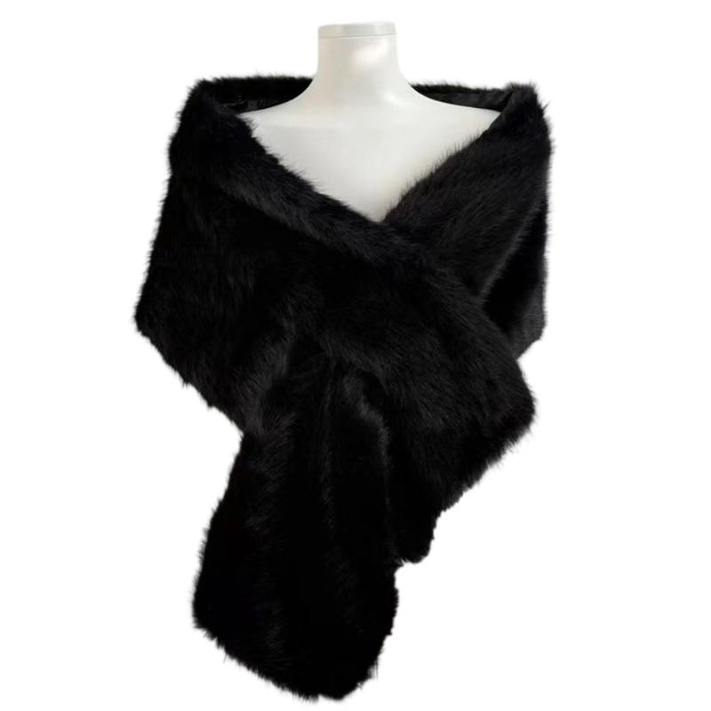 Soft Shawl Winter Scarf Warm Plush Shawl For Women Men Lightweight Polyester Cold Weather Accessory