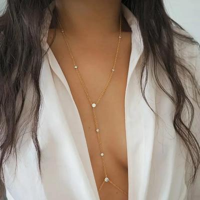 Stonefans Prosty Łańcuszek na Biustonosz Krzyż Błyszczący Łańcuszek na Ciało Biustonosz Bikini Letnia Moda Plażowa Łańcuszek na Piersi Akcesoria Odzieżowe