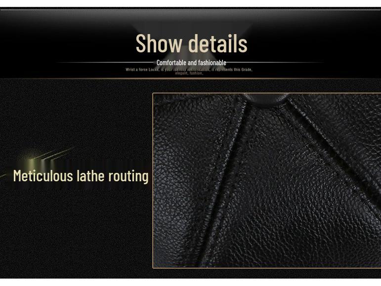 Gorro de Invierno de Cuero de Vaca Genuino Haining para Personas Mayores - Engrosado, con Felpa Cálida Gorro de Punto para Abuelo y Abuela