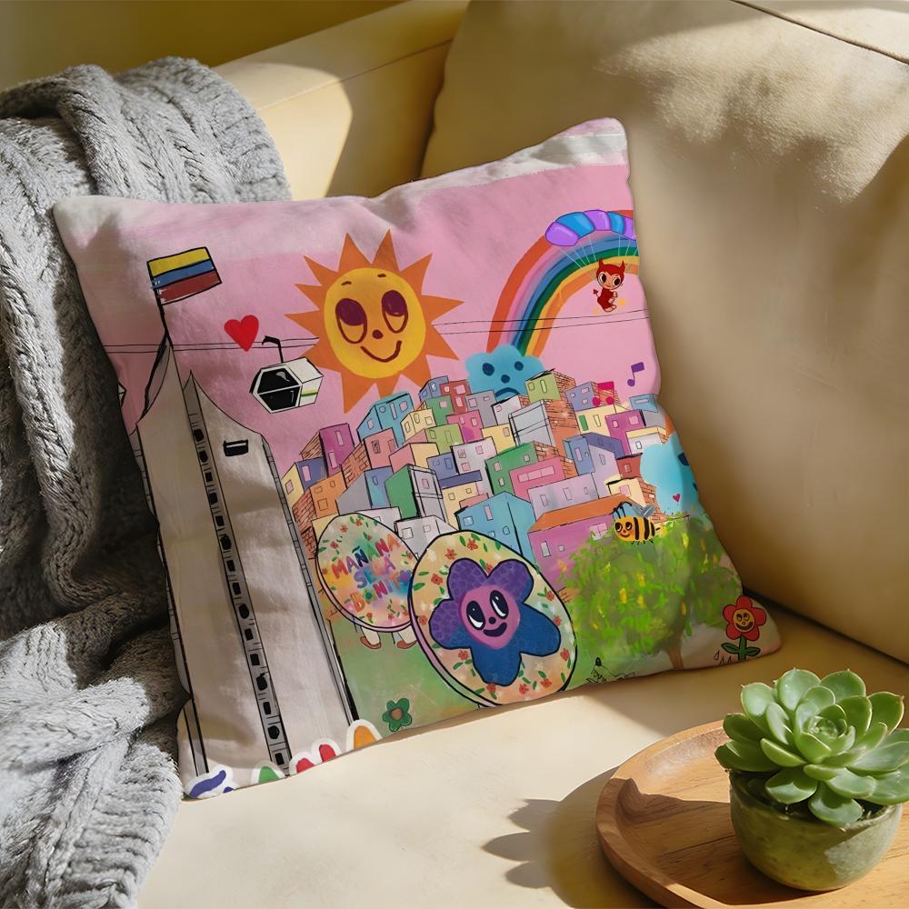 Cushion Cover Washed Linen Soft Breathable Decorative Case Sofa Home Pillow cover Singer KKarol G Funny MManana Sera Bonito
