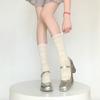 1 Pair Girl's New Bow Ruffle Socks Summer Jacquard Thin Mesh Lace Kawaii Fashion Japanese Style Trendy Mid-Calf Stacking Socks