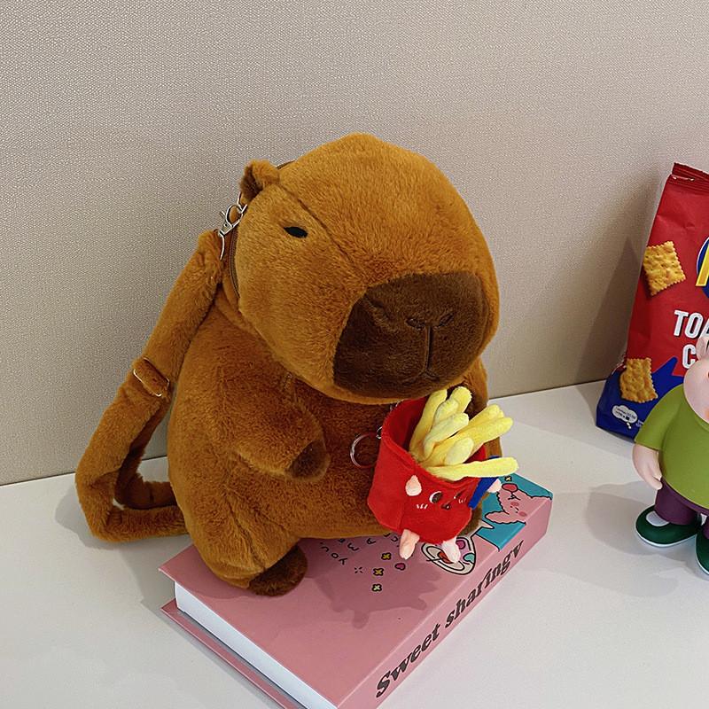 Yellow Rabbit Capybara Flower Burger Plush Backpack Animal Gift Doll Bag