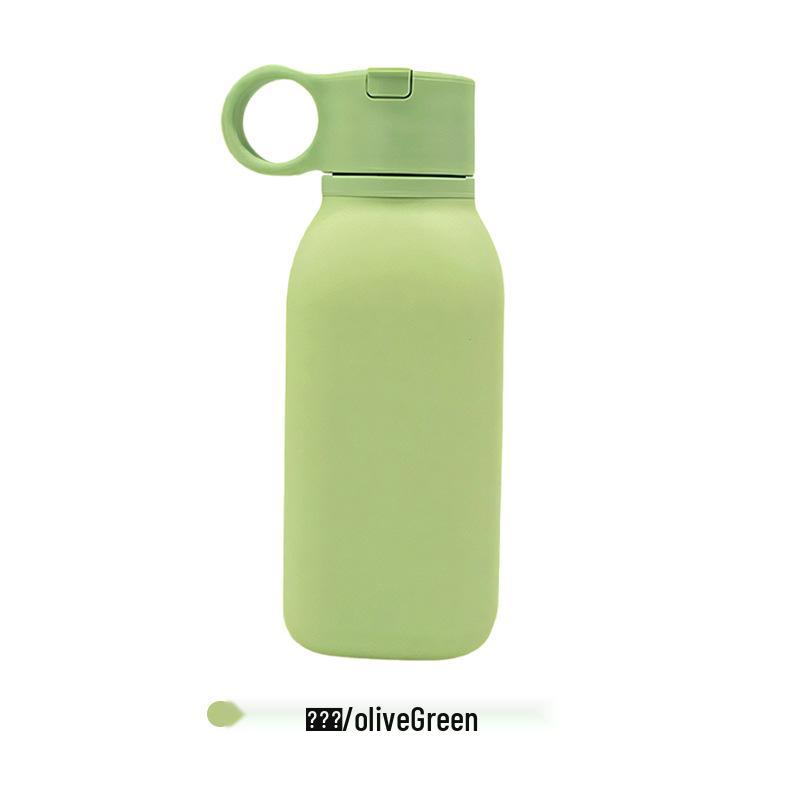 American-Style Silicone Sports Water Bottle - Food Grade, Heat Resistant, Drop-Proof, Matte Finish, Portable for Outdoor Use