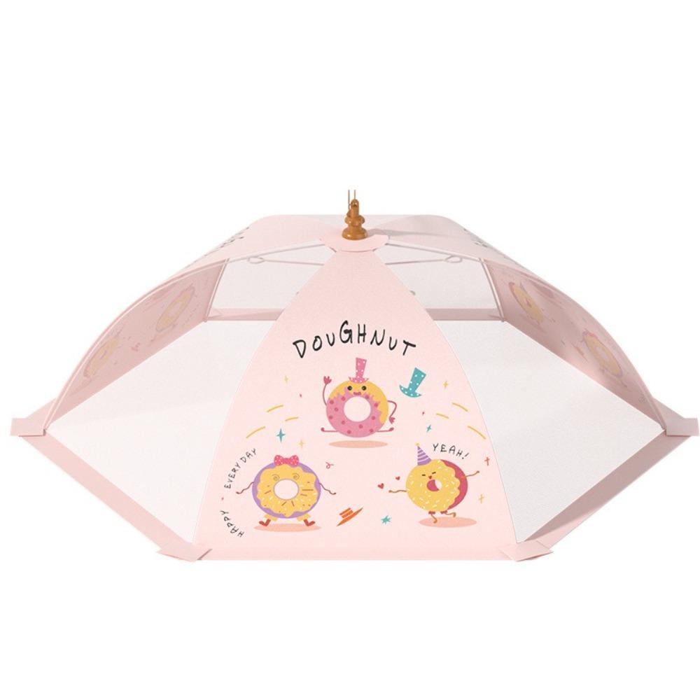 

Foldable Leftovers Food Cover Anti-mosquito Meal Vegetable Umbrella Kitchen Gadgets 70cm-Pink Round