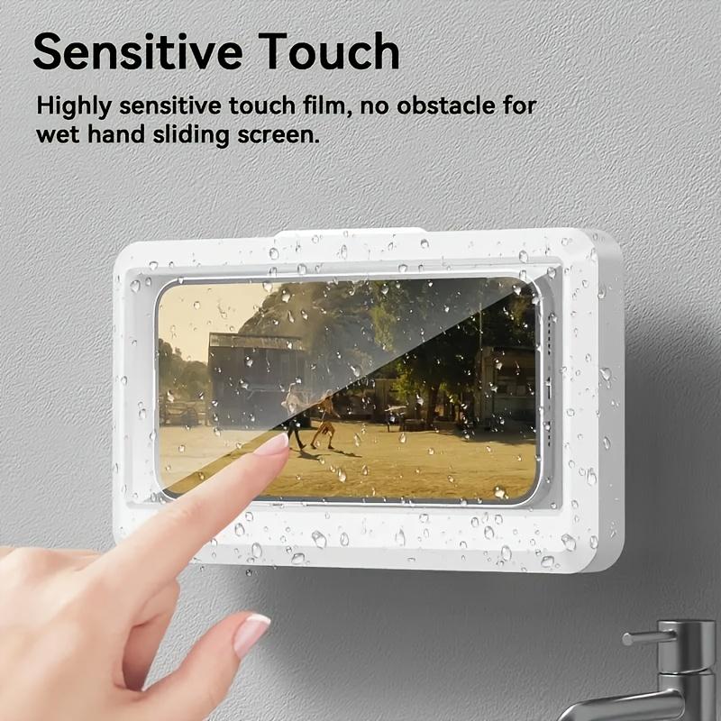 Waterproof shower phone stand, anti-fog high sensitivity shower phone stand, 360 degrees rotatable touch control shower phone case, adjustable Angle
